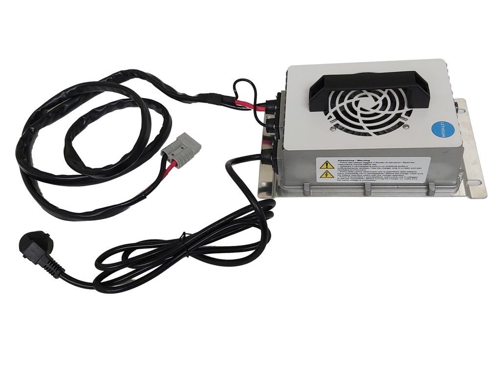 Oplader, standart 35A. 220V. Max. 2 kW. Vægt 4 kg.